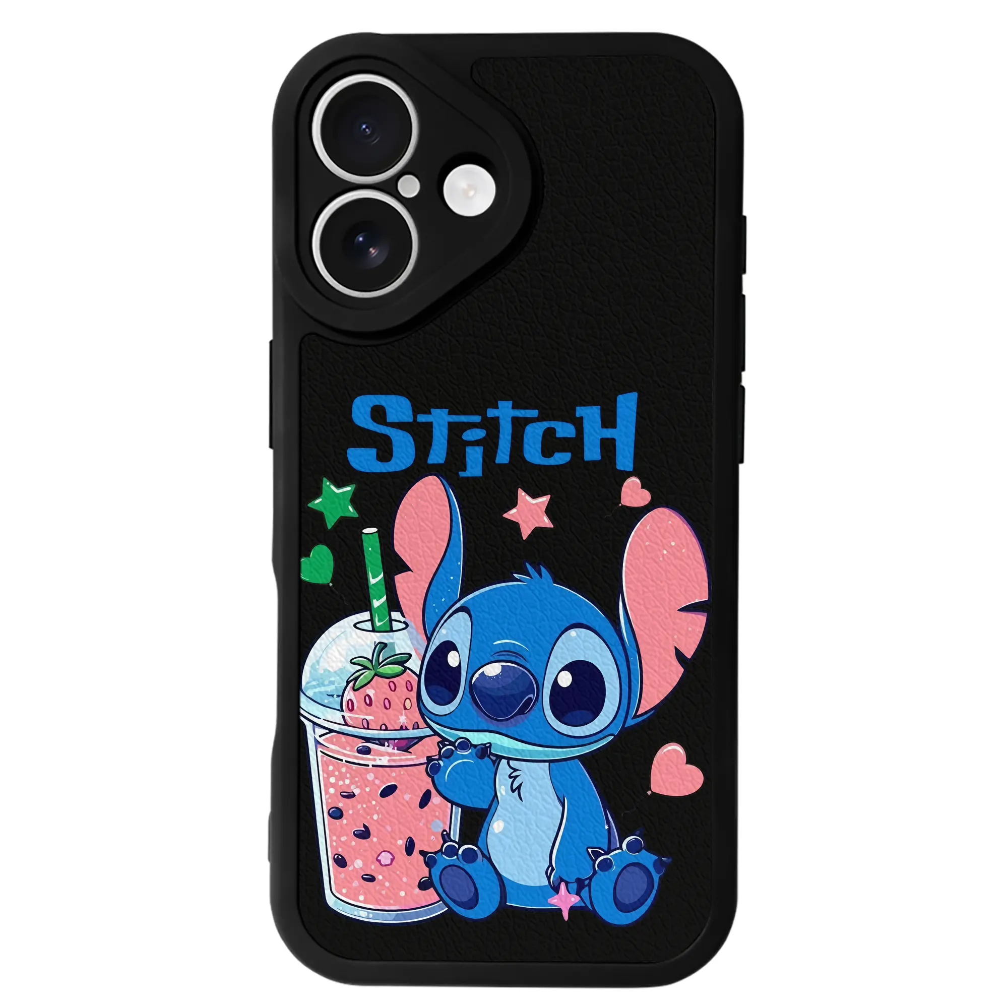 リロ＆スティッチ グッズ スティッチ - IPhone 16シリーズ対応 ・ シリコンスマホケース ・ レザー調 ・ 高精度フィット ・ 耐衝撃 ・ ワイヤレス充電対応 ・ 精密カット